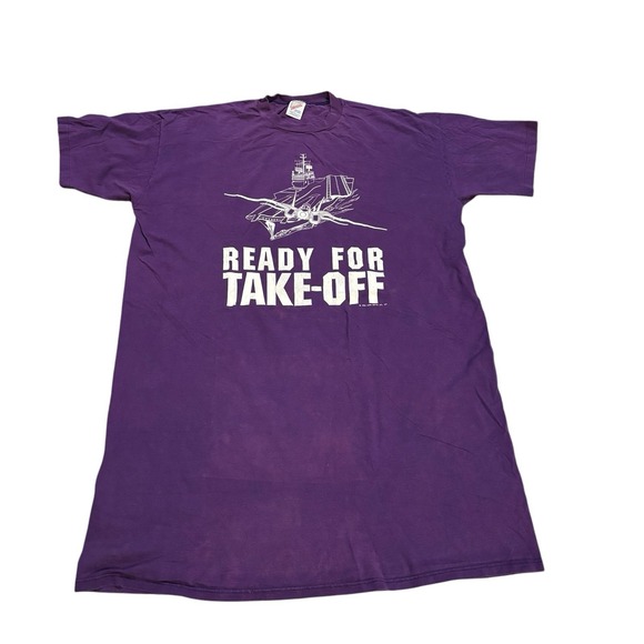Jerzees Other - Jerzees Graphic‎ Tee Ready For Takeoff Purple One Size Military 90s Vtg USA